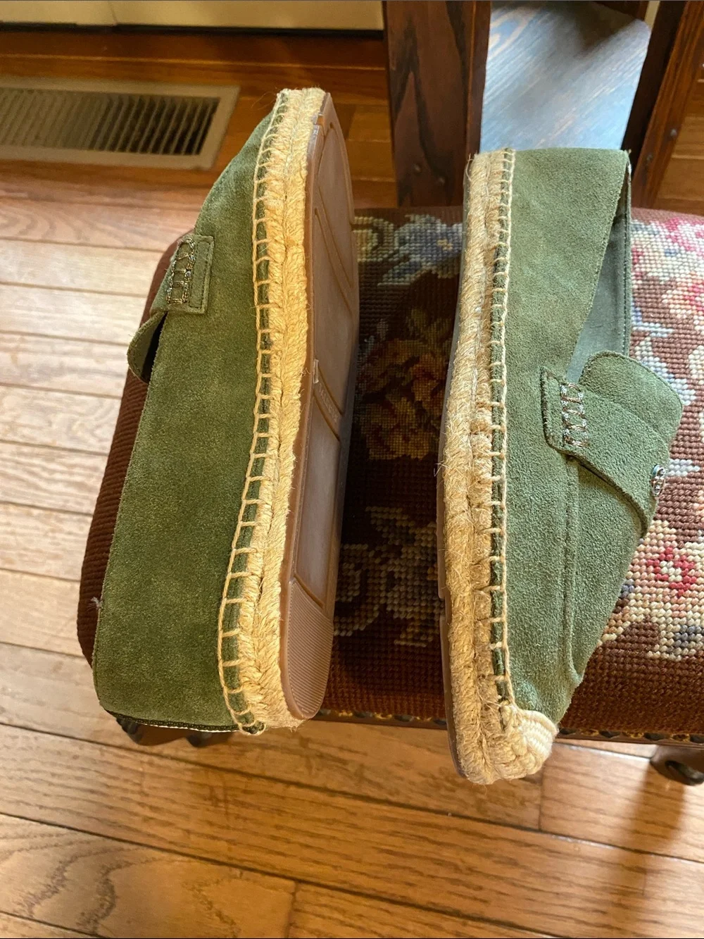 Talbots Olive Green Suede Slip-On Loafers